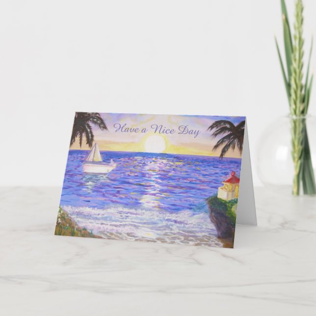 Cartão Tenha uma boa praia do dia (Frente)