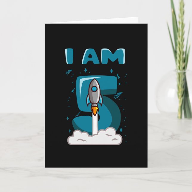 Cartão Tenho 5 anos de idade, 5 de aniversário, dia de an (Frente)