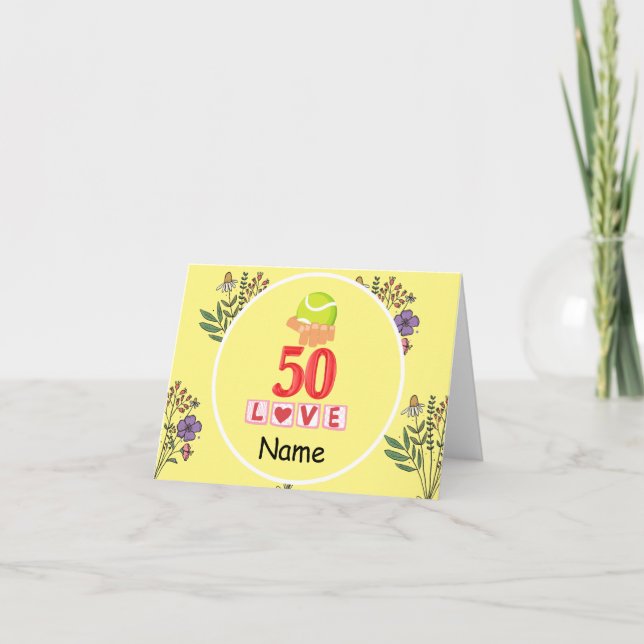 Cartão Tênis 50º Aniversário no tênis para jogador (Frente)