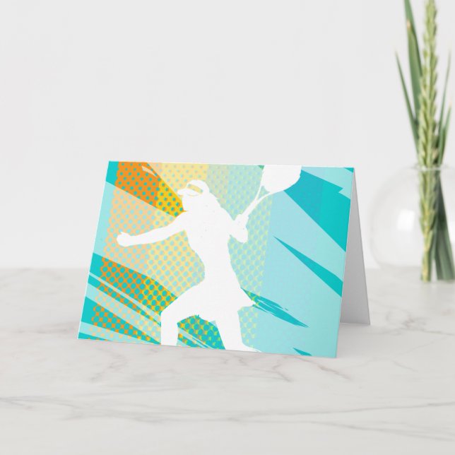 Cartão Tênis com fêmea tennisplayer impressão (Frente)