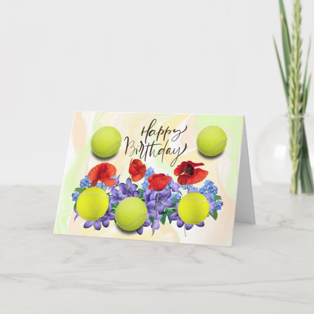 Cartão Tênis com muitas flores para o aniversário (Frente)