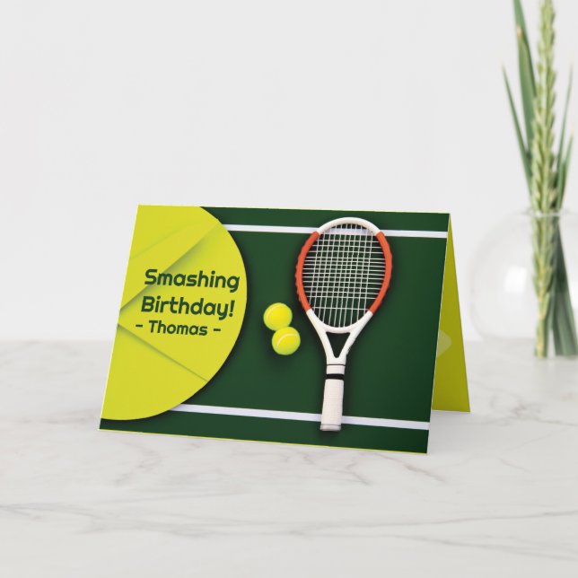 Cartão 🎾 Tênis Delight: Um Aniversário Esmagador (Frente)