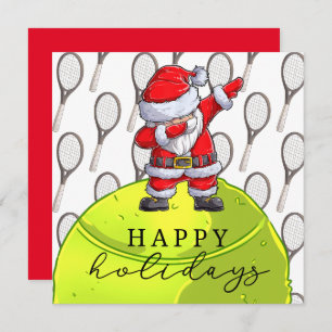 Cartão Tênis Natal com Ball e Racket com Papais noeis