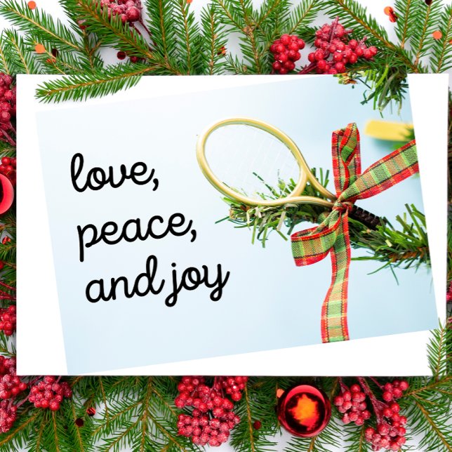 Cartão Tênis Natal com raquete e bola na árvore (Criador carregado)