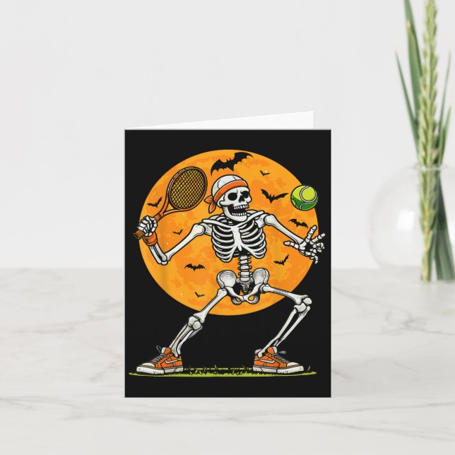 Cartão Tennis Skeleton Soky Boys Funny Halloween Tennis P (Frente)