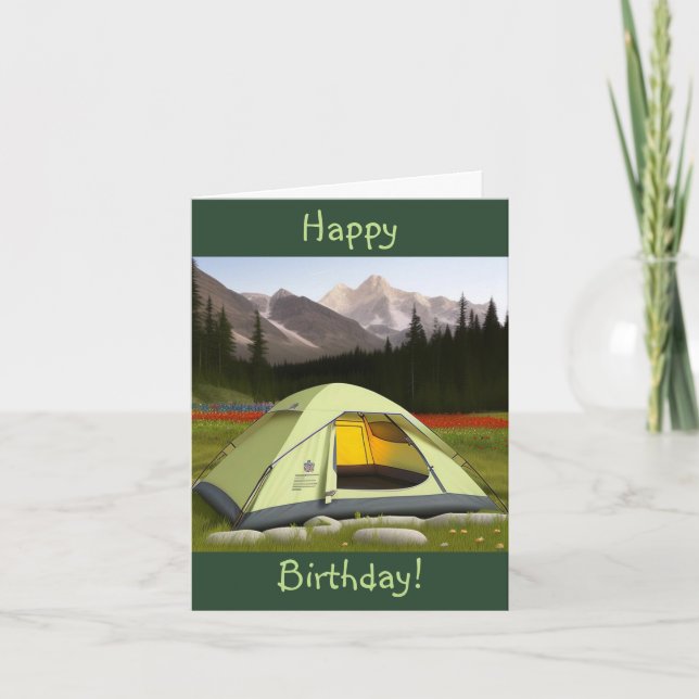 Cartão Tent Camping Birthday (Frente)