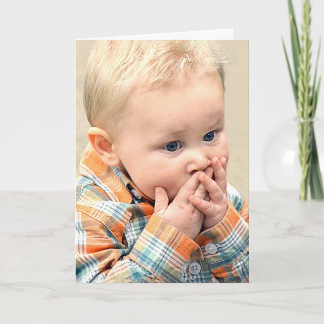 Cartão Tente se Recuperar Logo Menino Surpreso (Frente)