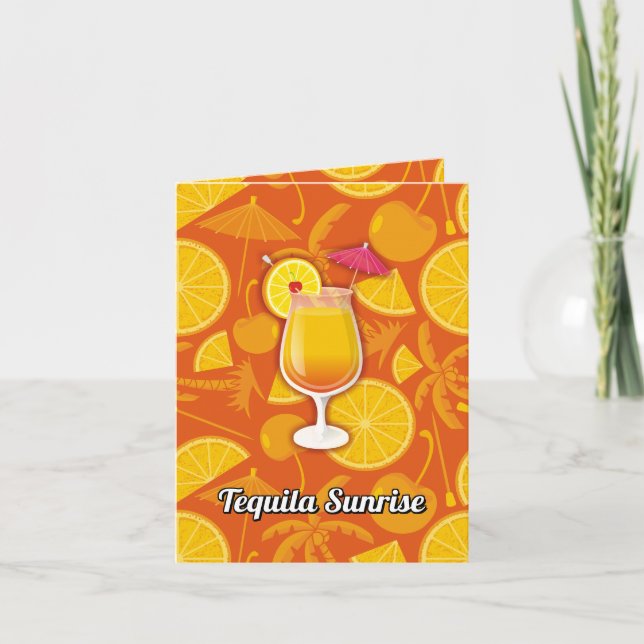 Cartão Tequila Sunrise Receitas de Cocktail (Frente)