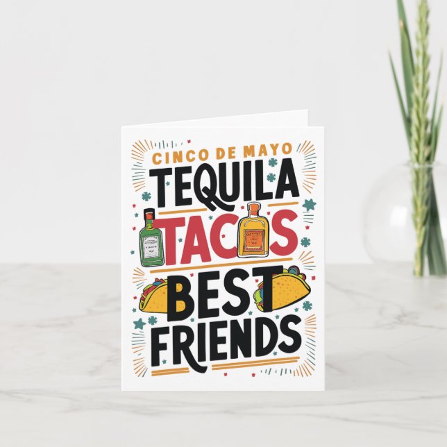 Cartão Tequila Tacos Melhores Amigos Bebendo Cinco De May (Frente)