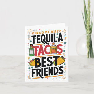 Cartão Tequila Tacos Melhores Amigos Bebendo Cinco De May