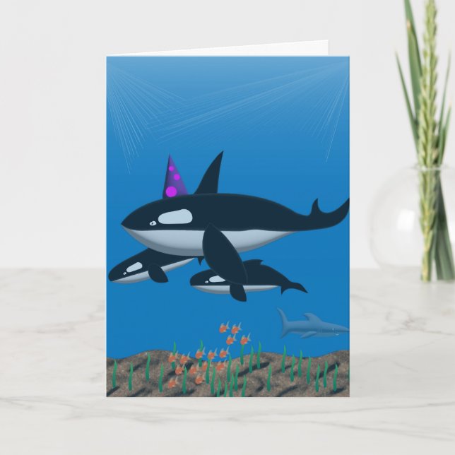 Cartão Ter uma baleia de aniversário (Frente)