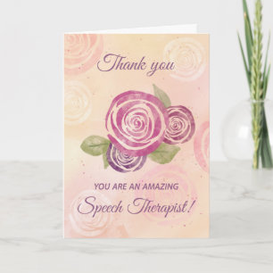 Cartão Terapêutico de Voz Obrigado Rosas de Aquarela