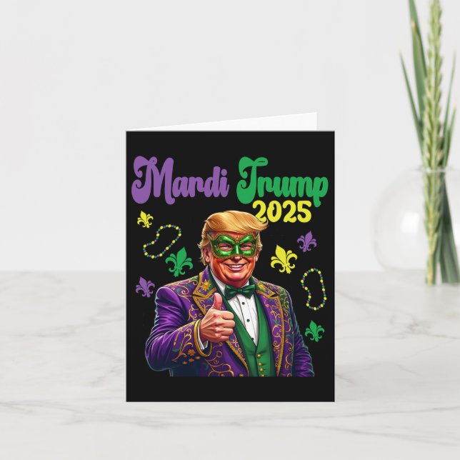Cartão Terça-feira Trump 2025 Divertido Mardi Gras (Frente)
