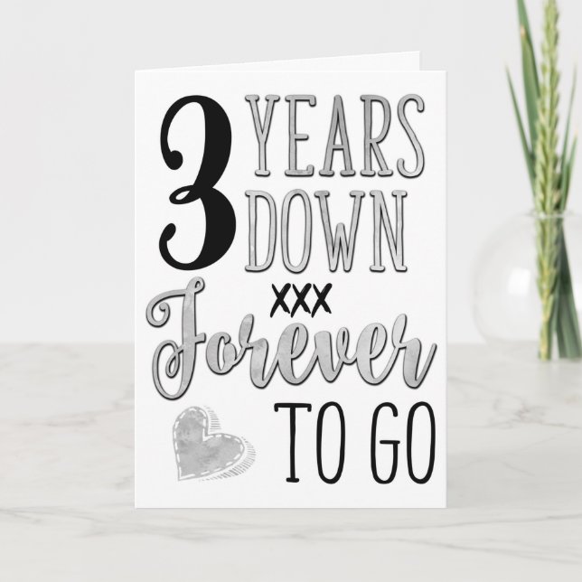 Cartão Terceiro Aniversário, 3º, 3 Anos Para Sempre (Frente)