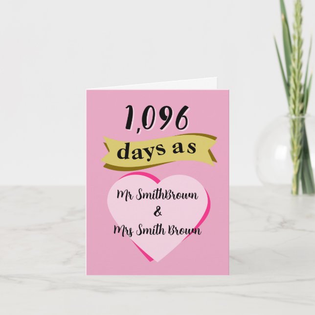 Cartão Terceiro aniversário de casamento (Frente)