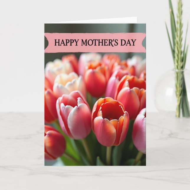 Cartão Terno de Tulipas para o Dia das Mães (Frente)