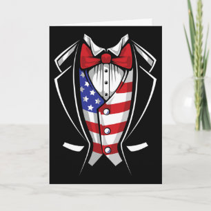 Cartão Terno Usa Tuxedo Patriótico 4 De Julho Bandeira Am