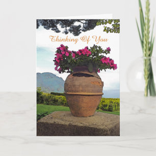 Cartão Terra Cotta Vase With Pink Flowers/Thinking Of You