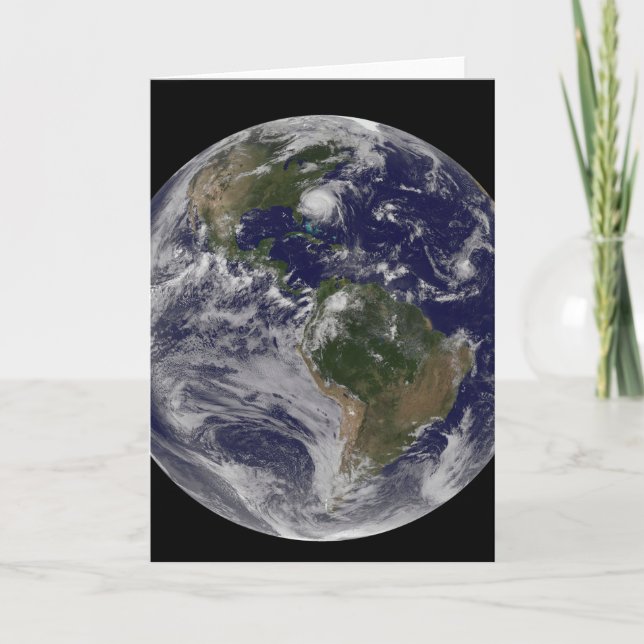 Cartão Terra De cheio Com O Furacão Irene Na Costa Leste. (Frente)