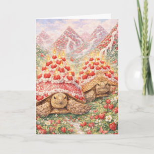 Cartão Terra de Morango Mágica com tartarugas de bolo de