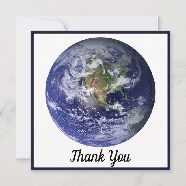 Cartão Terra do Espaço, Marble Azul pela NASA (Frente)