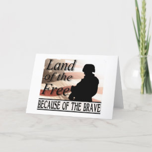 Cartão Terra do livre devido ao bravo