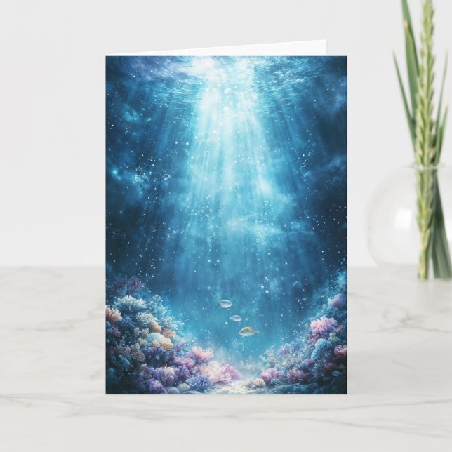 Cartão Terra Maravilhosa Sunlit com Peixes Tropicais (Frente)
