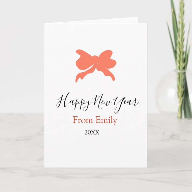 Cartão Terracotta bow happy new year name year boho retro (Frente)