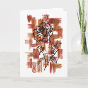 Cartão Terracotta Moderna e Pinceladas de Tinta Rosa Dobr