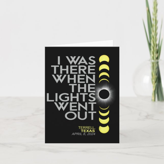 Cartão Terrell Texas Total Solar Eclipse 2024 (Frente)