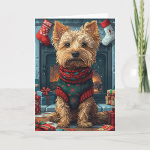 Cartão Terrier Australiano com Presentes de Natal na Lare