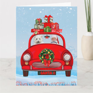 Cartão Terrier Branco do West Highland com Papai Noel