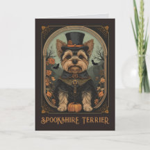 Terrier de Yorkshire Saudação Feliz Halloween