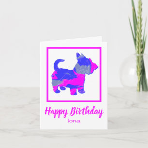 Cartão Terrier Dog Sillhouette Engraçado Birthday