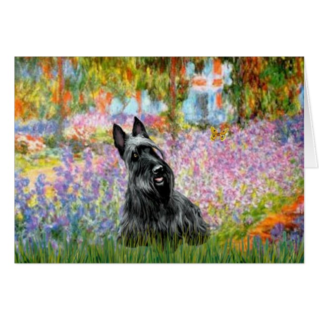 Cartão Terrier Escocês 2 - Jardim (Frente Horizontal)