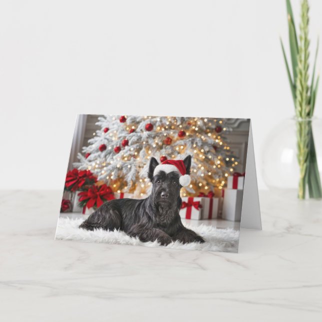Cartão Terrier Escocês de Natal (Frente)