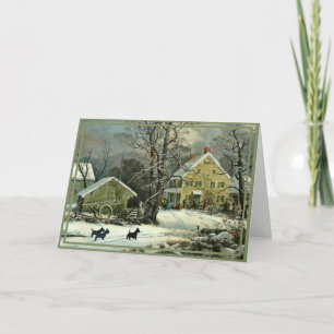 Cartão Terrier Escocês Inverno à Antiga