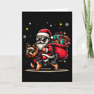 Cartão Terrier Yorkshire Natal Engraçado Amante de Cães Y