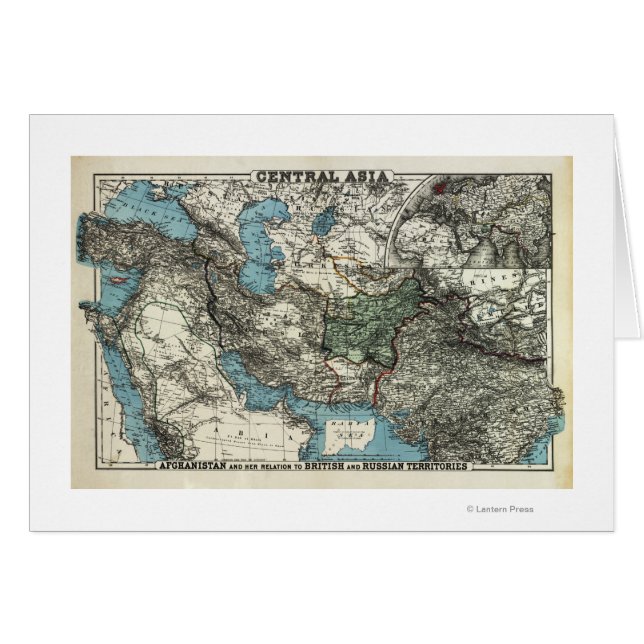Cartão Territórios Britânicos e Russos do Afeganistão (Frente Horizontal)