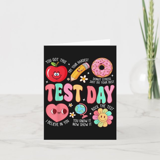 Cartão Test Day Rock The Test Testing Day Motivational Te (Frente)