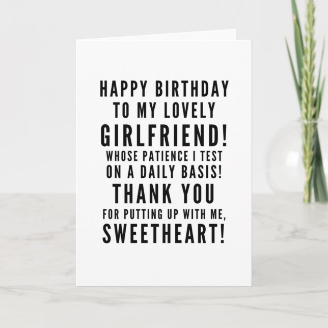 Cartão Testando a paciência dos namoradas feliz aniversár (Frente)