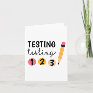 Cartão Teste no dia de teste 1 2 3 Dia de teste do profes
