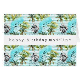 Cartão Teste padrão abstrato da palmeira da aguarela