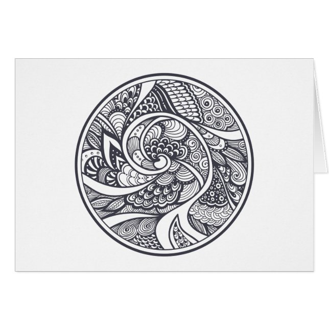 Cartão Teste padrão abstrato no estilo do Zen-Doodle (Frente Horizontal)