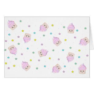 Cartão Teste padrão bonito do cupcake