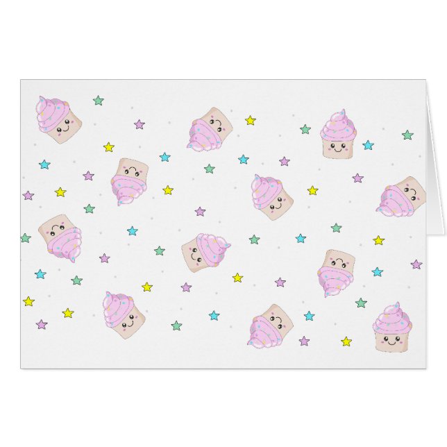 Cartão Teste padrão bonito do cupcake (Frente Horizontal)