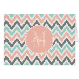 Cartão Teste padrão cinzento de Ikat do ziguezague do