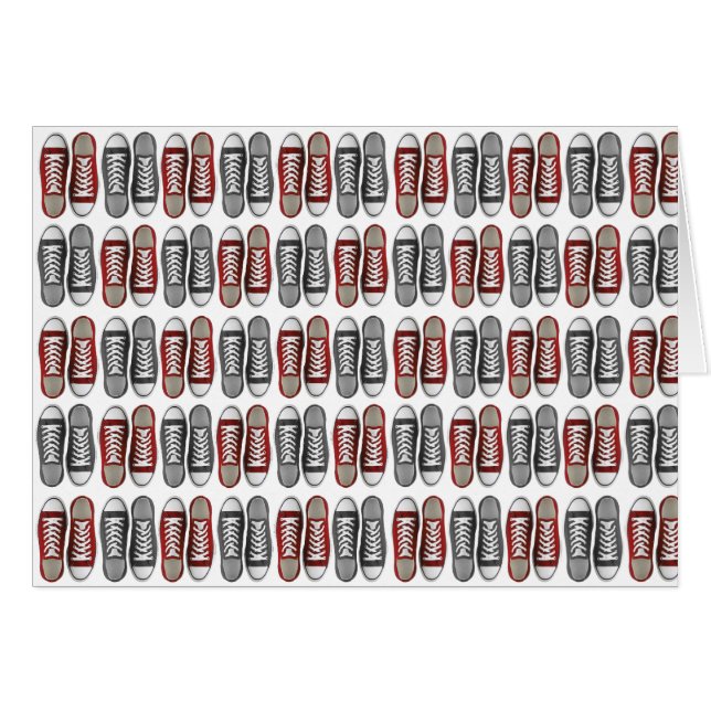 Cartão Teste padrão clássico vermelho & cinzento da (Frente Horizontal)