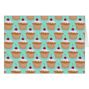 Cartão Teste padrão do cupcake na cerceta