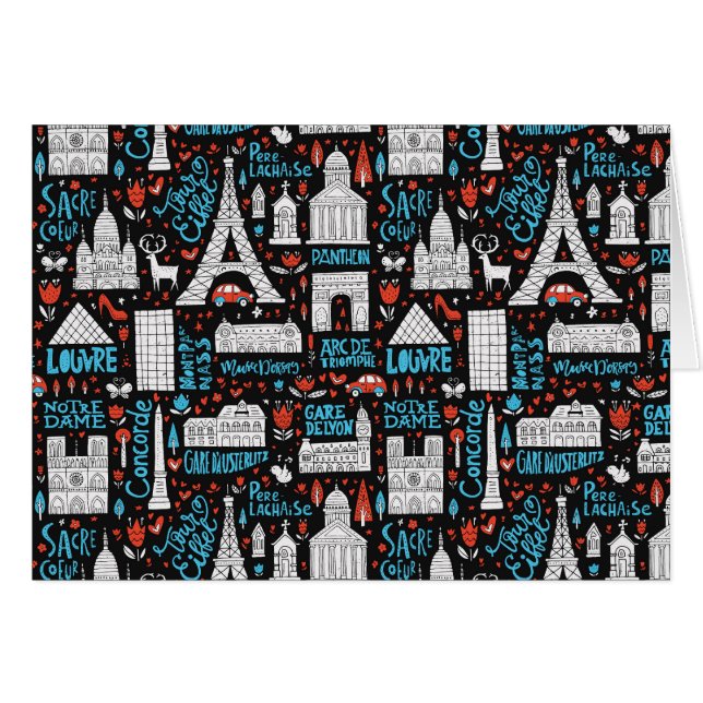 Cartão Teste padrão dos símbolos de France | (Frente Horizontal)